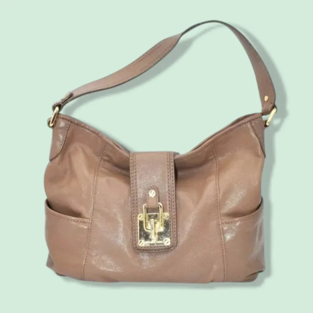Michael Kors Leather Hobo Purse Shoulder Bag Tan